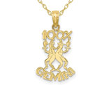 10K Yellow Gold 100% GEMINI Charm Zodiac Astrology Pendant Necklace with Chain